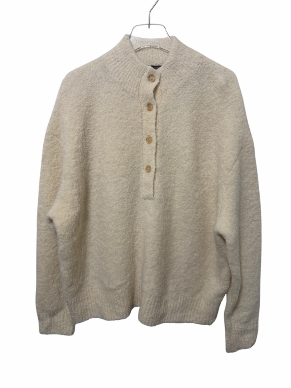 Jenni Kayne Boucle Button Pullover Sweater in Ivory Size XL